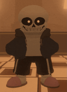 a cartoon character with a skull on his head