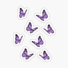 a set of purple butterflies on a white background