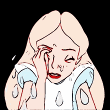 a cartoon drawing of a girl with tears running down her face