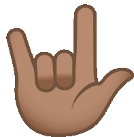 a brown hand is making a rock sign with its fingers