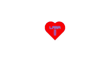 a red heart with lara written on it