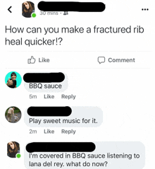 a facebook post about how to make a fractured rib heal quickly