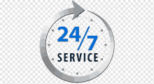 a sign that says 24/7 service with an arrow