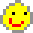 a pixel art of a smiley face with a red mouth and a black eye .