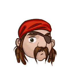 a cartoon drawing of a pirate with dreadlocks