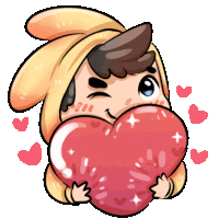 a cartoon of a boy holding a large red heart