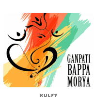 a colorful poster that says ganpati bappa morya on it