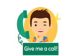 a cartoon of a man talking on a phone with the words give me a call