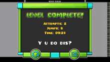 a screen that says " level complete " on it