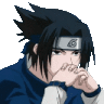 sasuke uchiha from naruto is wearing a headband and holding his hand to his mouth .