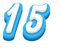 the number 15 is shown in blue and white