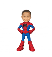 a little boy is dressed in a spiderman costume with his hands on his hips