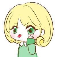 a drawing of a girl with green eyes and blonde hair