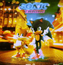 a movie poster for sonic the hedgehog shows tails and sonic