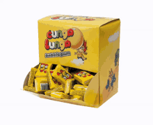 a box of gunga gunga bubblegum with a yellow background