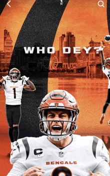 an advertisement for the bengals football team shows a man in a helmet