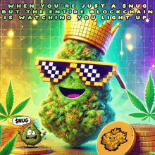 a cartoon of a marijuana bud wearing sunglasses and a crown