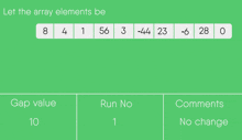 a green screen with a gap value of 10 and a run number of 1 .