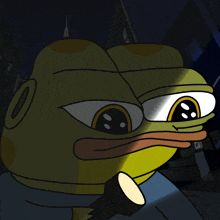 a cartoon of a frog holding a flashlight in the dark