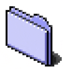 a pixel art illustration of a blue folder on a white background