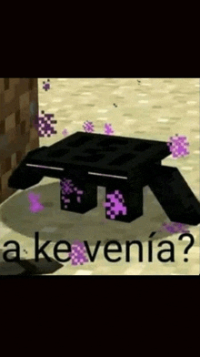 a picture of a minecraft turtle with the words " a ke venia " written below it