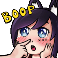 a cartoon drawing of a girl with a cat ear and the word boop above her head