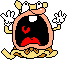 a pixel art cartoon of a monster with its mouth open and a red face .