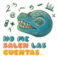 a drawing of a monster with the words " no me salen las cuentas " on the bottom