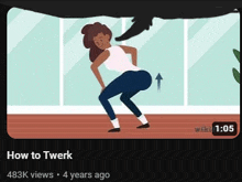 a cartoon of a woman doing a twerk with a shadow behind her