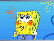 a cartoon of spongebob squarepants with a blue background