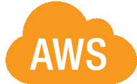 an orange cloud with the word aws written inside of it