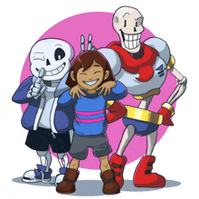 a cartoon drawing of sans papyrus and frisk