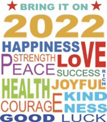 a colorful greeting card for the new year 2022