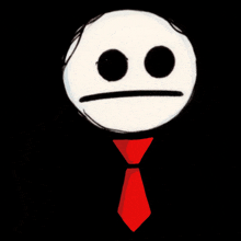 a cartoon drawing of a face with a red tie