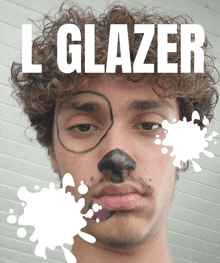 a man with a black nose has a circle drawn around his eye and the words l glazer above him