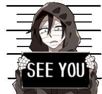 a person holding a sign that says " see you "