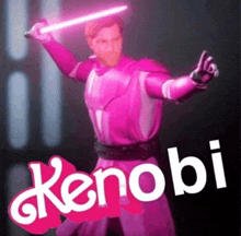 a picture of a man in a pink kenobi outfit