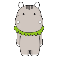 a cartoon drawing of a hippo with a green scarf around its neck