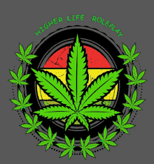 a picture of a marijuana leaf with the words higher life roleplay below it