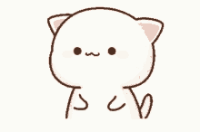 a cartoon drawing of a white cat with a pink nose