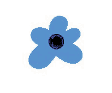 a blue flower with a purple center on a white background