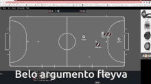 a computer screen shows a soccer field and the words " belo argumento fleyva " at the bottom