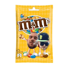 a bag of peanut m & m 's with a picture of a man on it