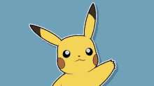 a drawing of a pikachu on a blue surface