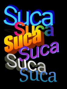 the word suca is displayed in a colorful font