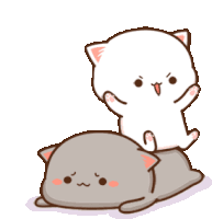 a cartoon of a cat sitting on top of another cat .