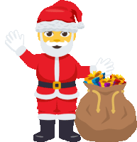 a cartoon illustration of santa claus holding a bag full of presents