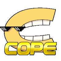 a cartoon drawing of a letter c with the word cope below it