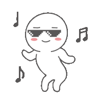 a cartoon character wearing sunglasses is dancing with music notes behind him .