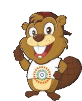 a cartoon beaver is wearing a white shirt and a hat and giving a thumbs up .